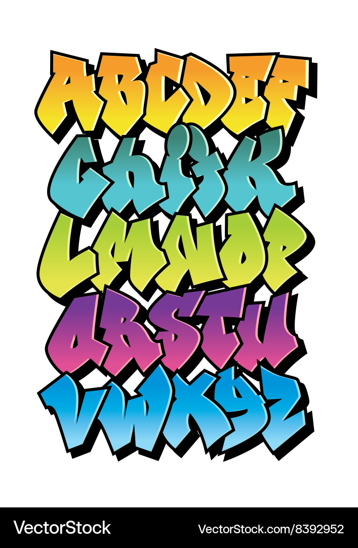 Vibrant Comic Graffiti Font Vector Image