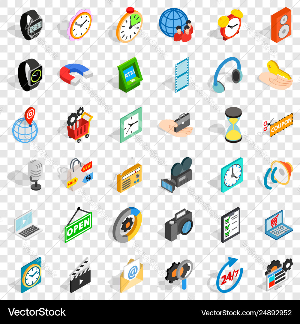 Working device icons set isometric style vector image