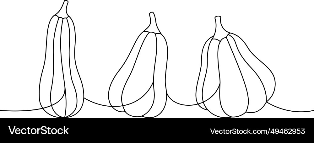 Autumn pumpkins one line continuous Vector Image