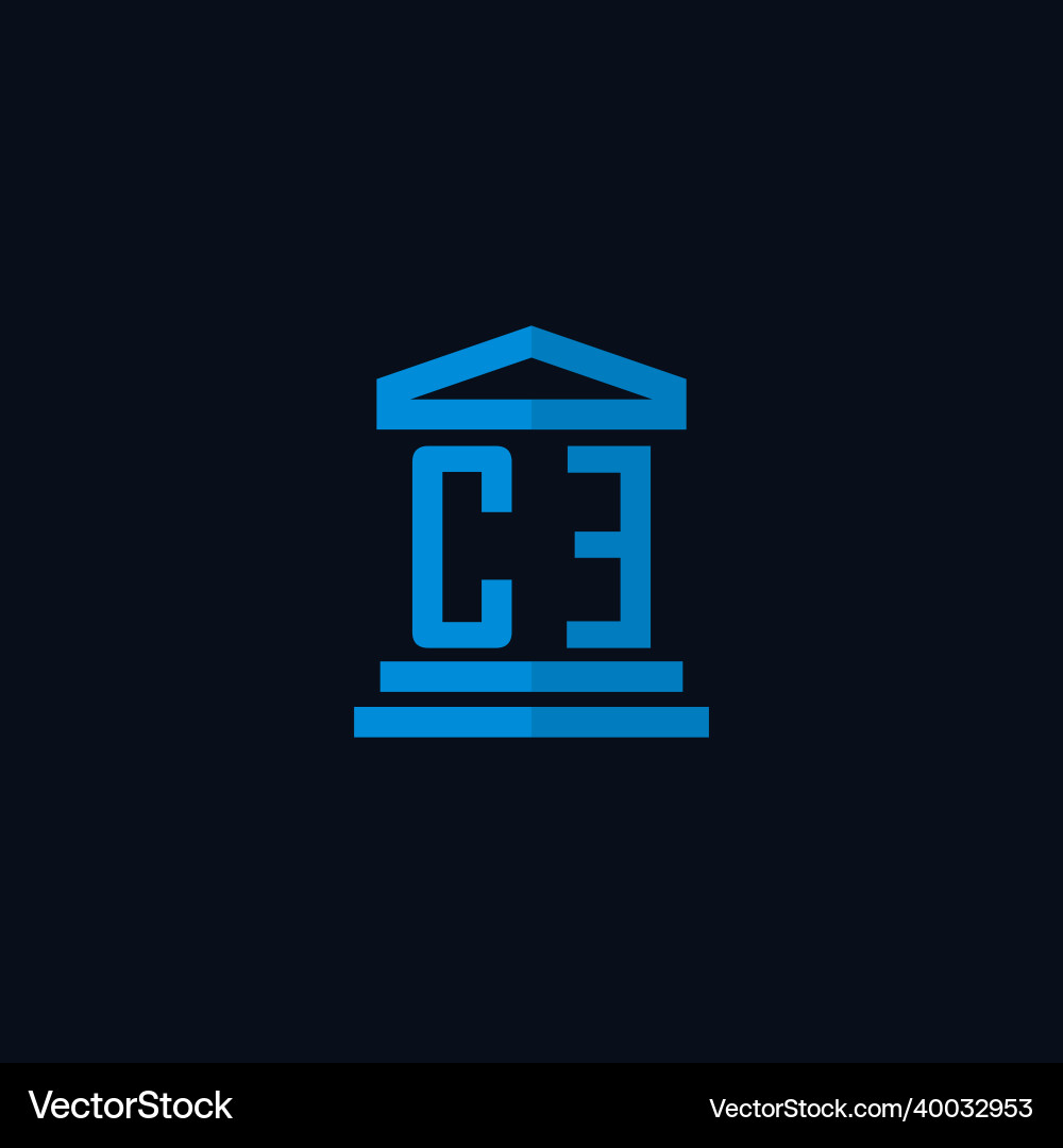 Ce initial logo monogram with simple courthouse Vector Image