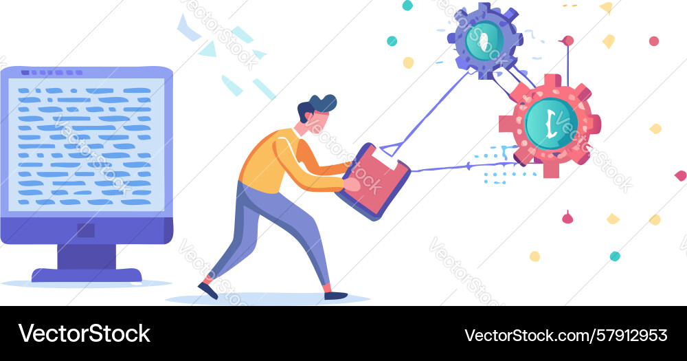 Collaborative data analysis and teamwork Vector Image