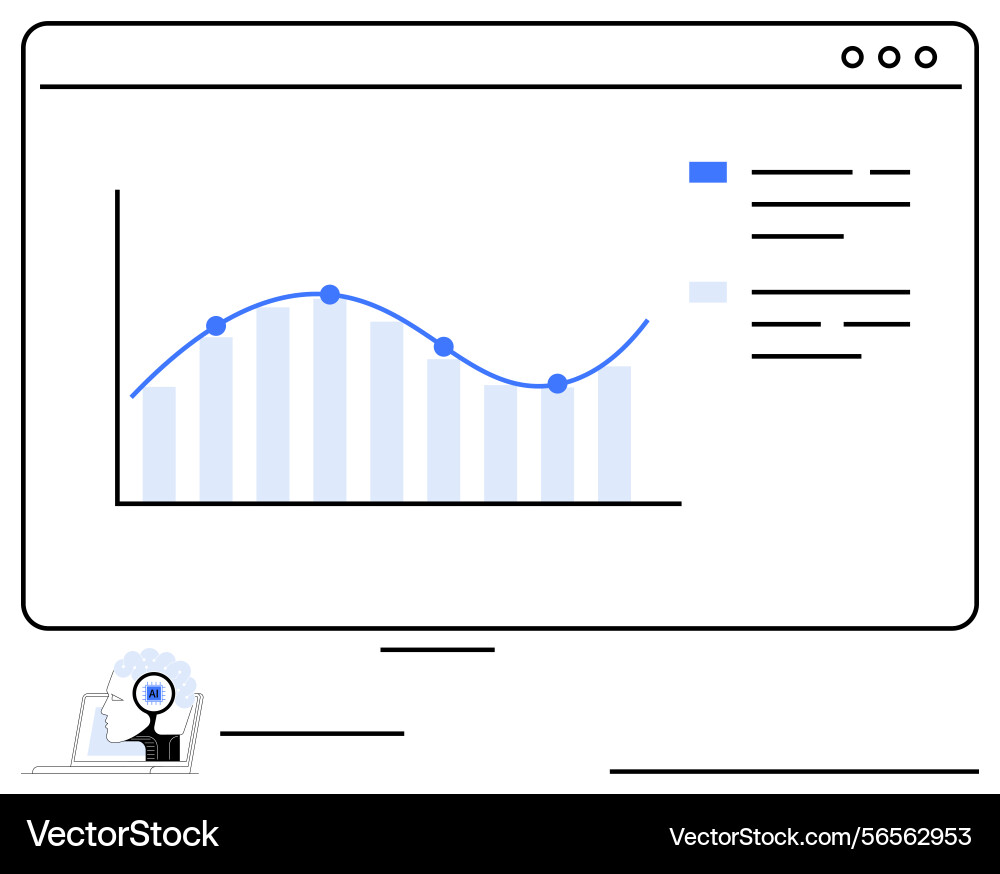 Data analysis with graph and ai assistant vector image