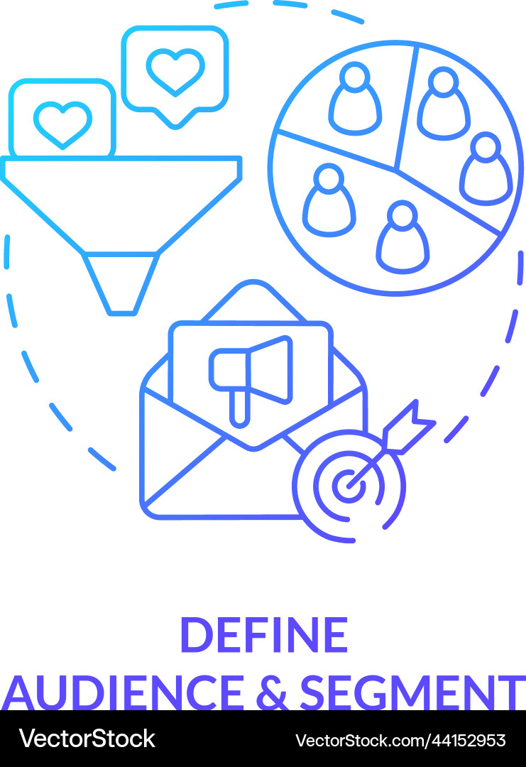 Define audience and segment blue gradient concept Define audience and segment blue gradient concept vector image