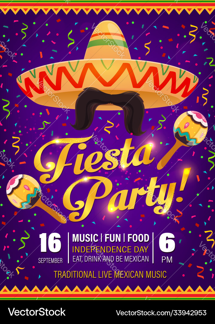Fiesta mexican party celebration poster Fiesta mexican party celebration poster vector image