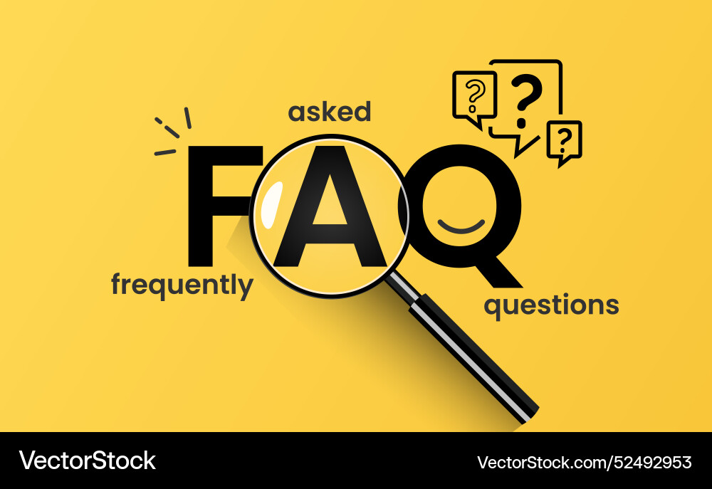 Frequently Asked Questions (FAQ) with Magnifying G Vector Image