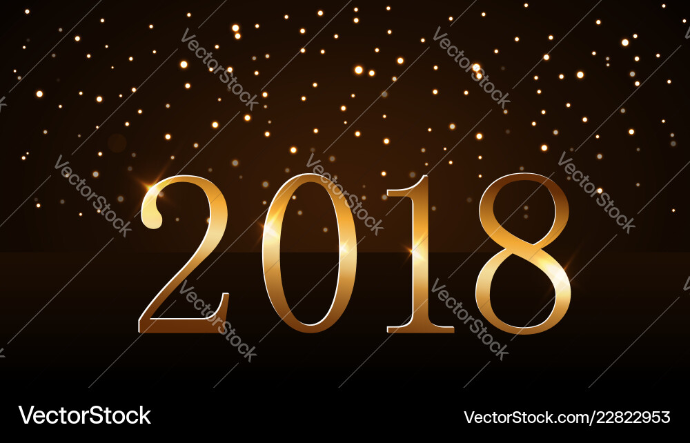 Gold New Year Rain 2018 Vector Image