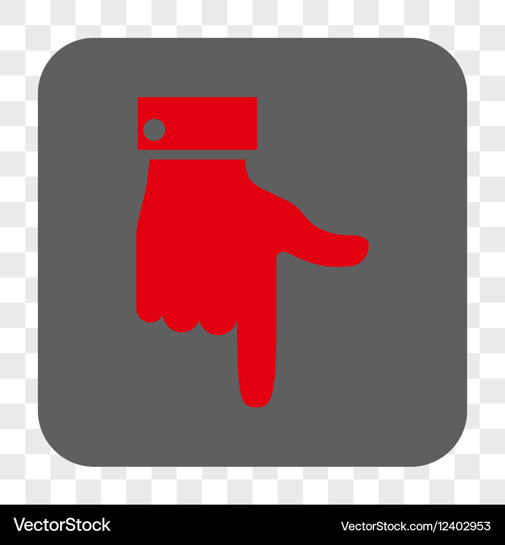 Hand pointer down rounded square button vector image