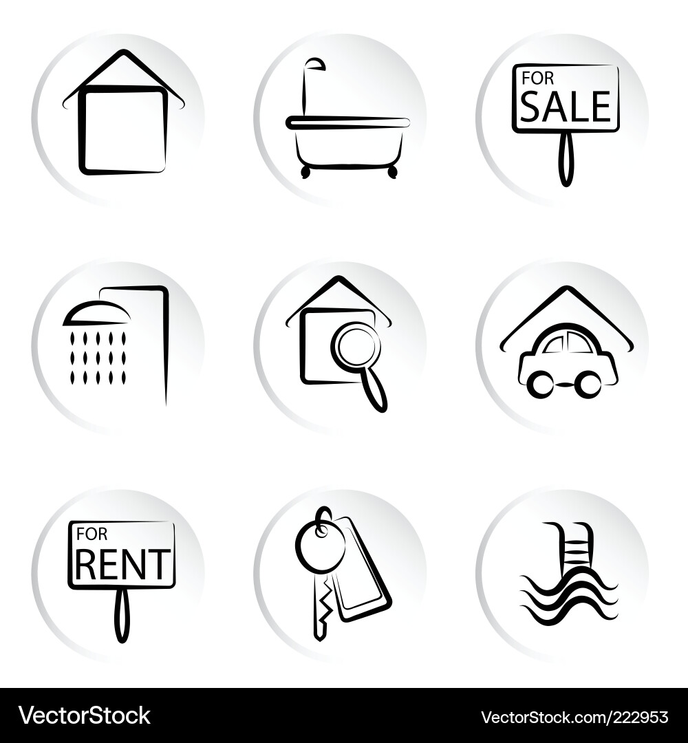 House Icon Set Vector Image