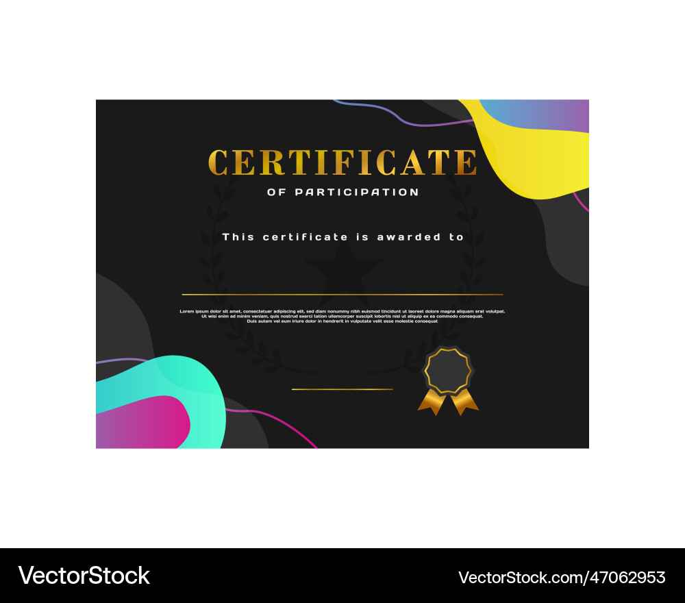 Modern certificate template with abstract fluid vector image