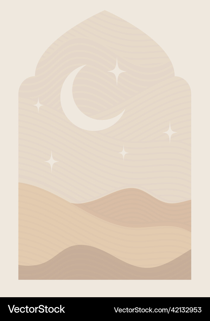 Modern style ramadan poster moon and desert vector image