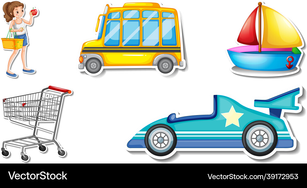 Random stickers with transportable vehicle objects Vector Image
