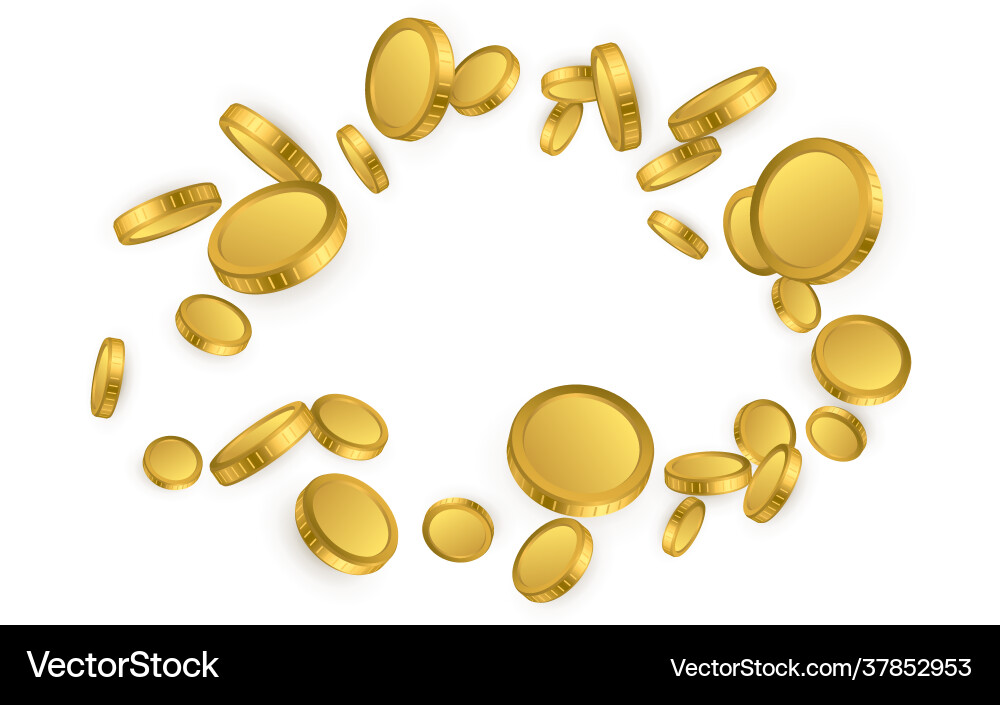 Realistic gold coins explosion isolated on white Realistic gold coins explosion isolated on white vector image