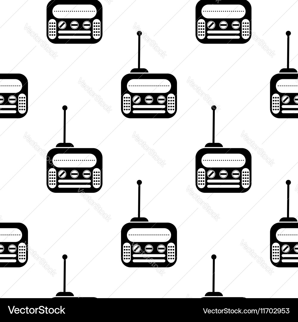 Retro old radio icon seamless pattern vector image