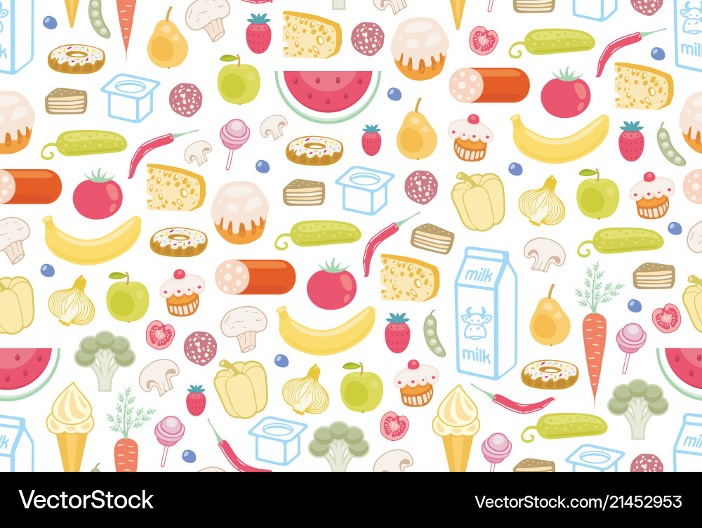 Seamless pattern with different food Seamless pattern with different food vector image