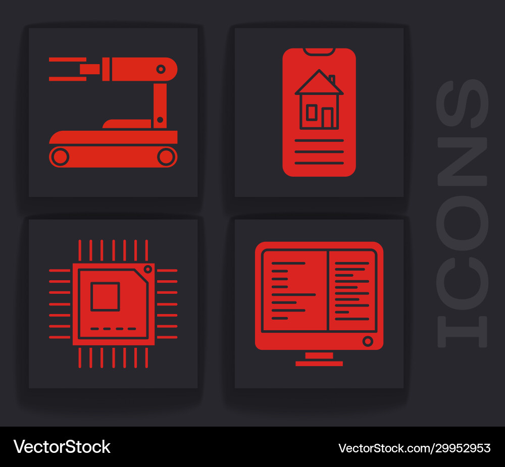 Set computer monitor screen robot smart home vector image