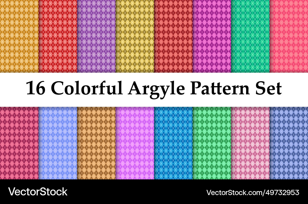 Set of a seamless colorful argyle pattern vector image