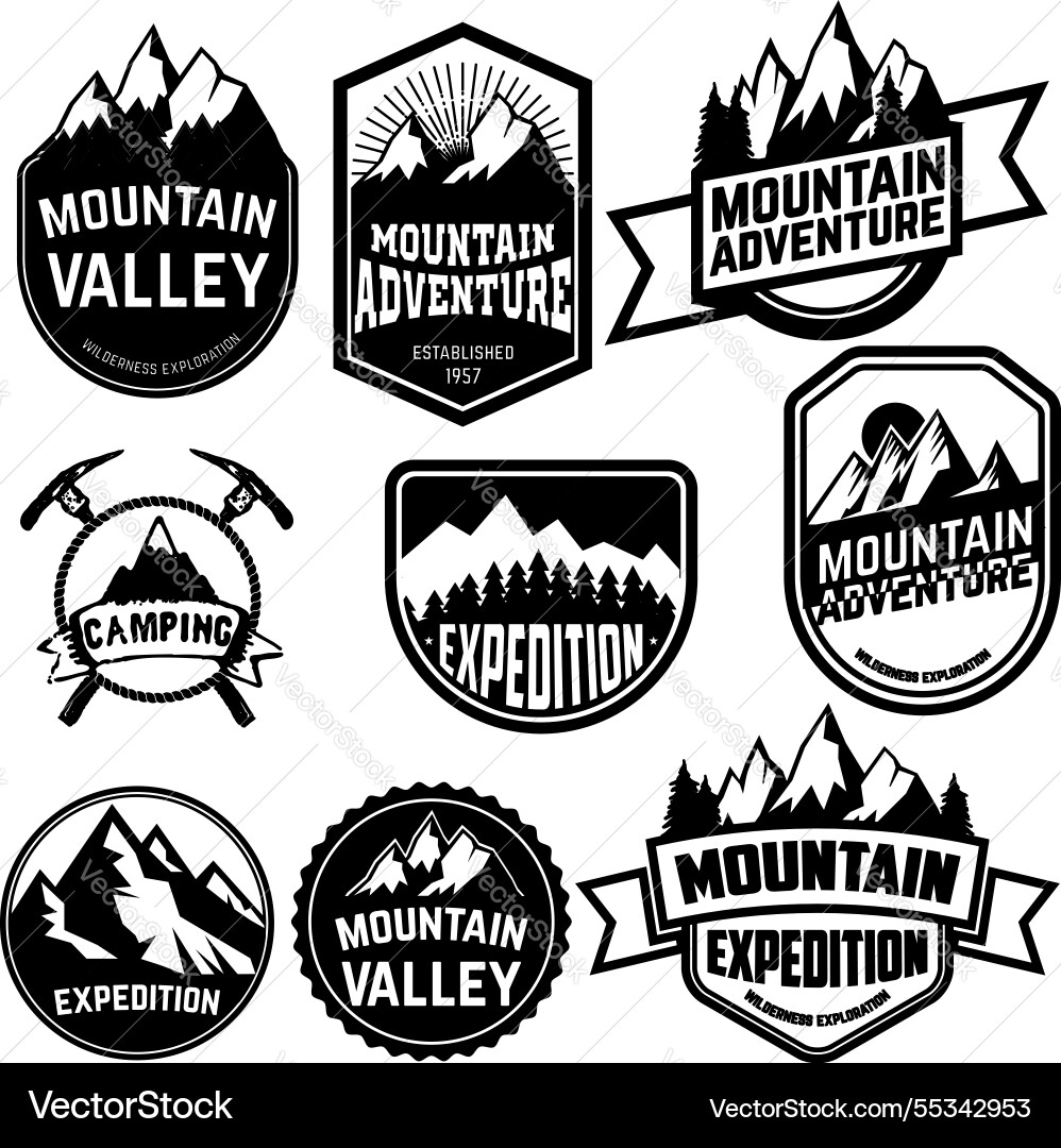 Set of vintage style mountains expedition labels Set of vintage style mountains expedition labels vector image