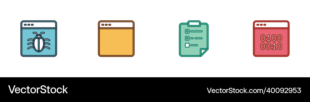 Set system bug browser window clipboard Set system bug browser window clipboard vector image