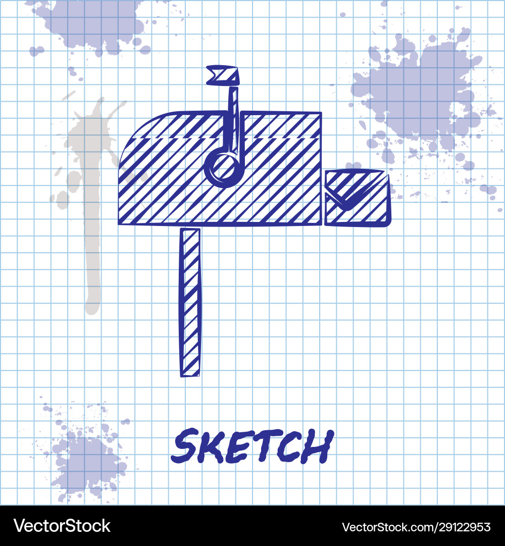 Sketch line open mail box icon isolated on white Sketch line open mail box icon isolated on white Vector Image