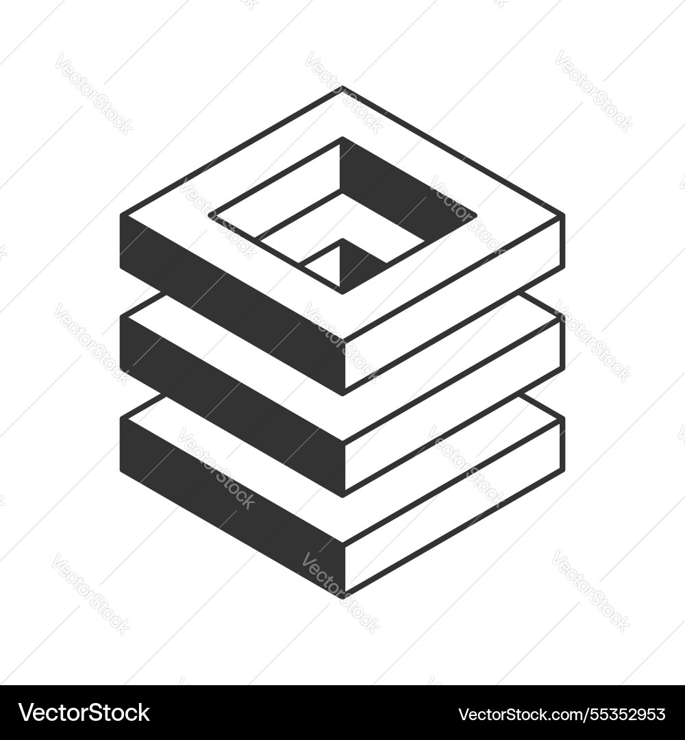 Stylish isometric of stacked squares creating vector image