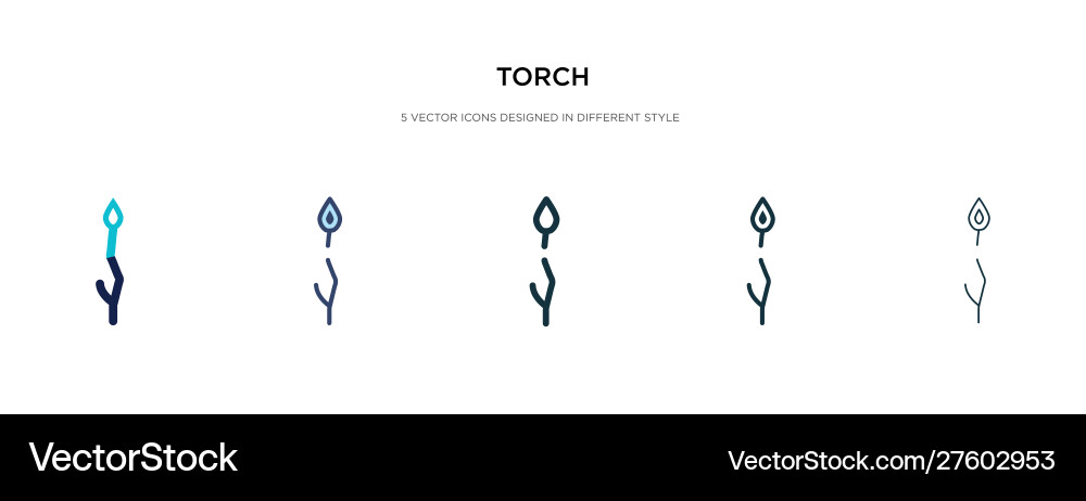 Torch icon in different style two colored Torch icon in different style two colored vector image