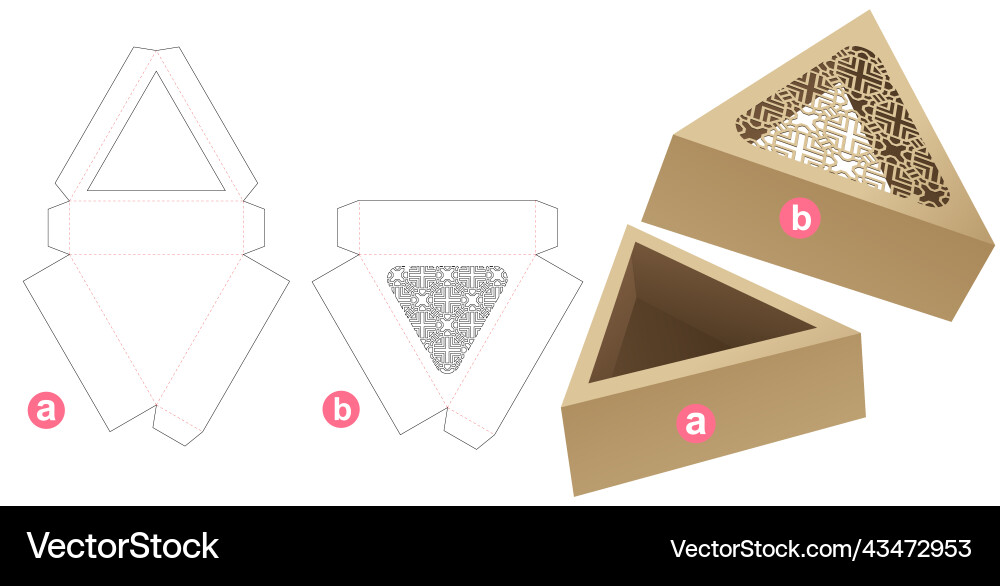 Triangular tray with stenciled pattern lid die Vector Image