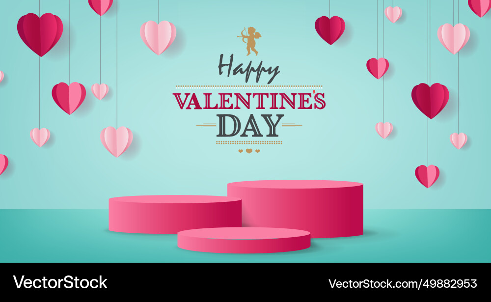 Valentinstag Poster mit Origami Herzen Valentinstag Poster mit Origami Herzen vektorbild