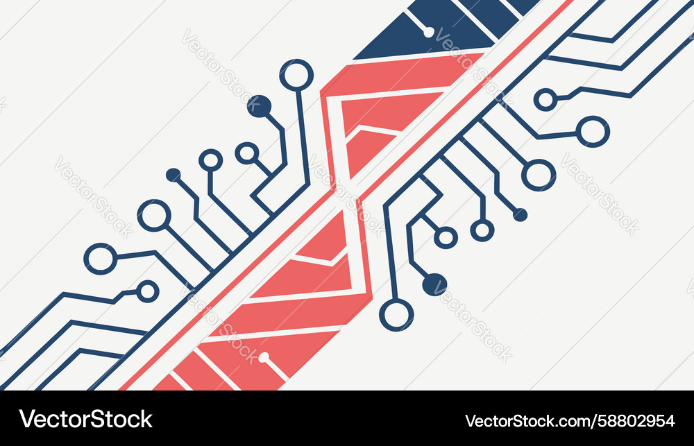 Abstract circuit board design with flowing lines Vector Image