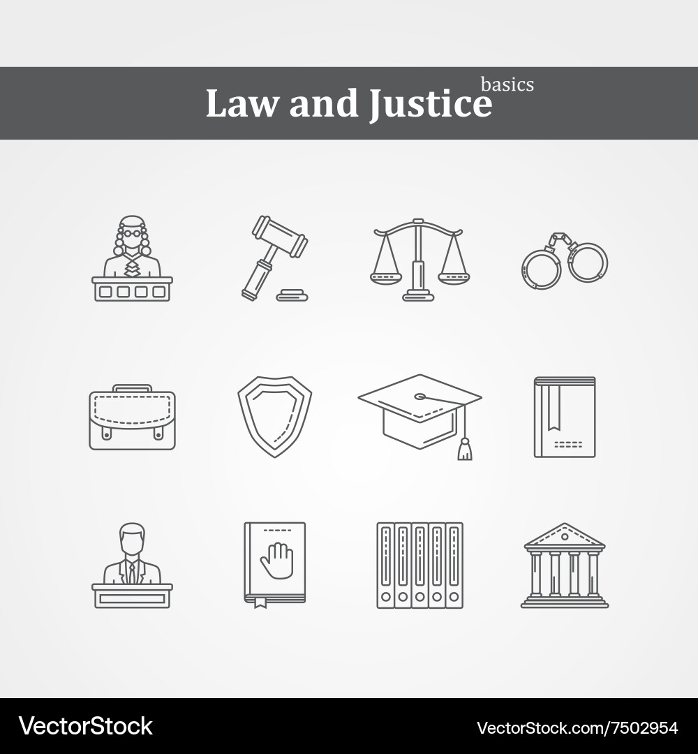 Black law and justice icons Vector Image
