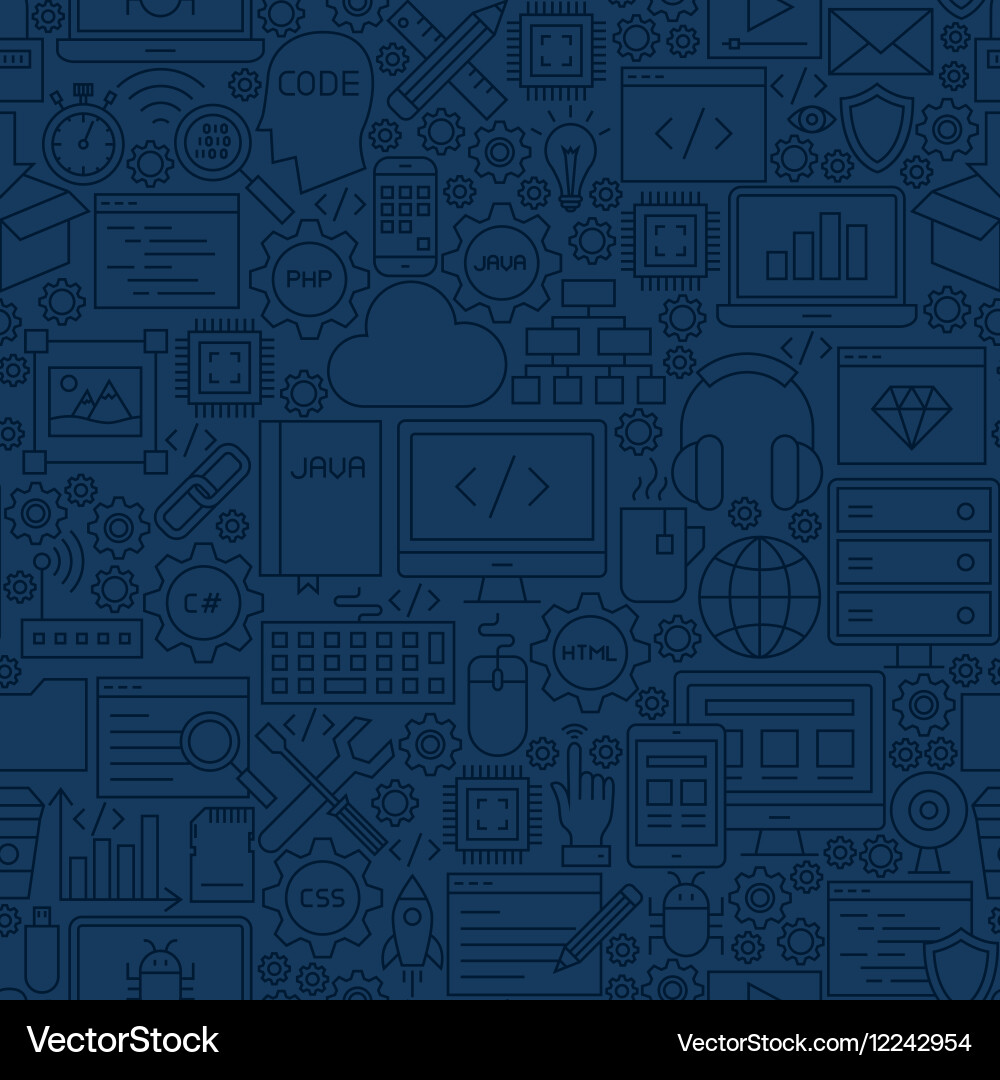 Blue programming line tile pattern vector image