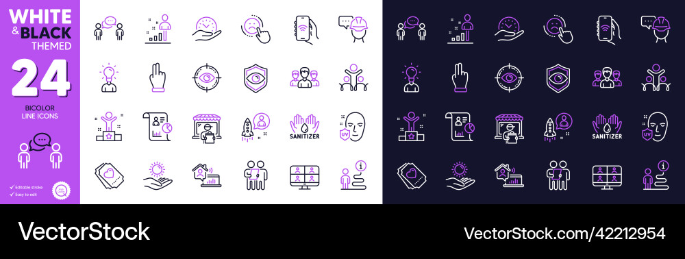Click hand internet app and stats line icons Click hand internet app and stats line icons Vector Image