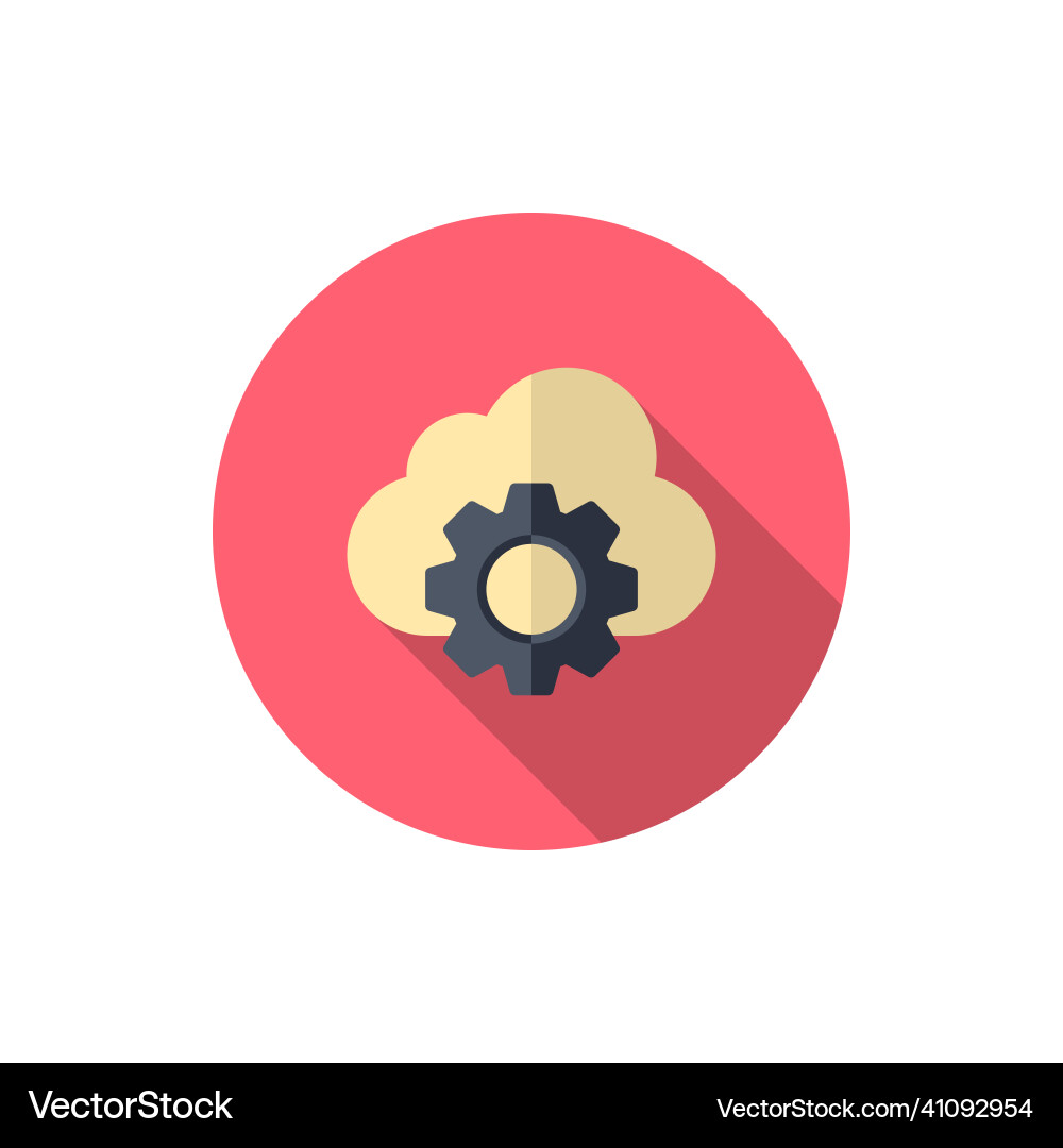 Cloud setting icon flat design style with long vector image
