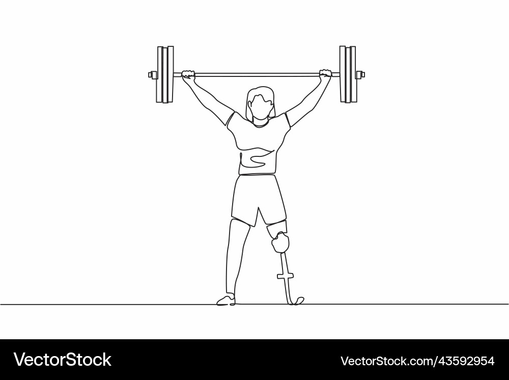 Continuous one line drawing strong disabled Continuous one line drawing strong disabled vector image