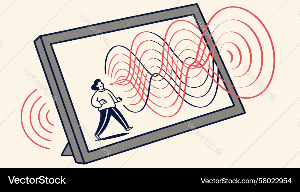 Digital Wave Interaction Vector Image