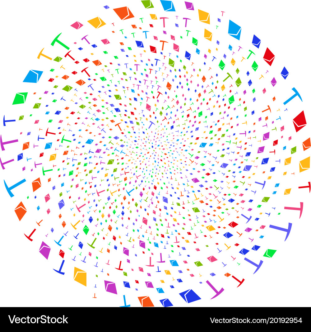 Ethereum mining hammer twirl exploding globula vector image