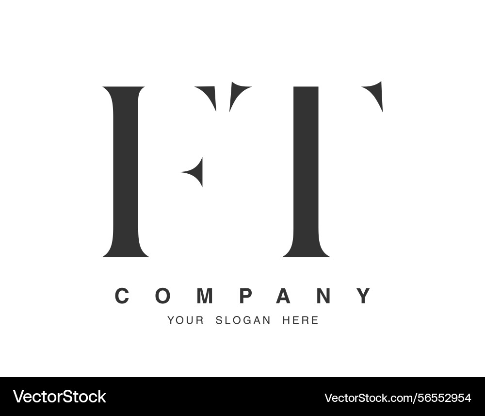 Ft logo design initial letter f and t serif font Ft logo design initial letter f and t serif font Vector Image