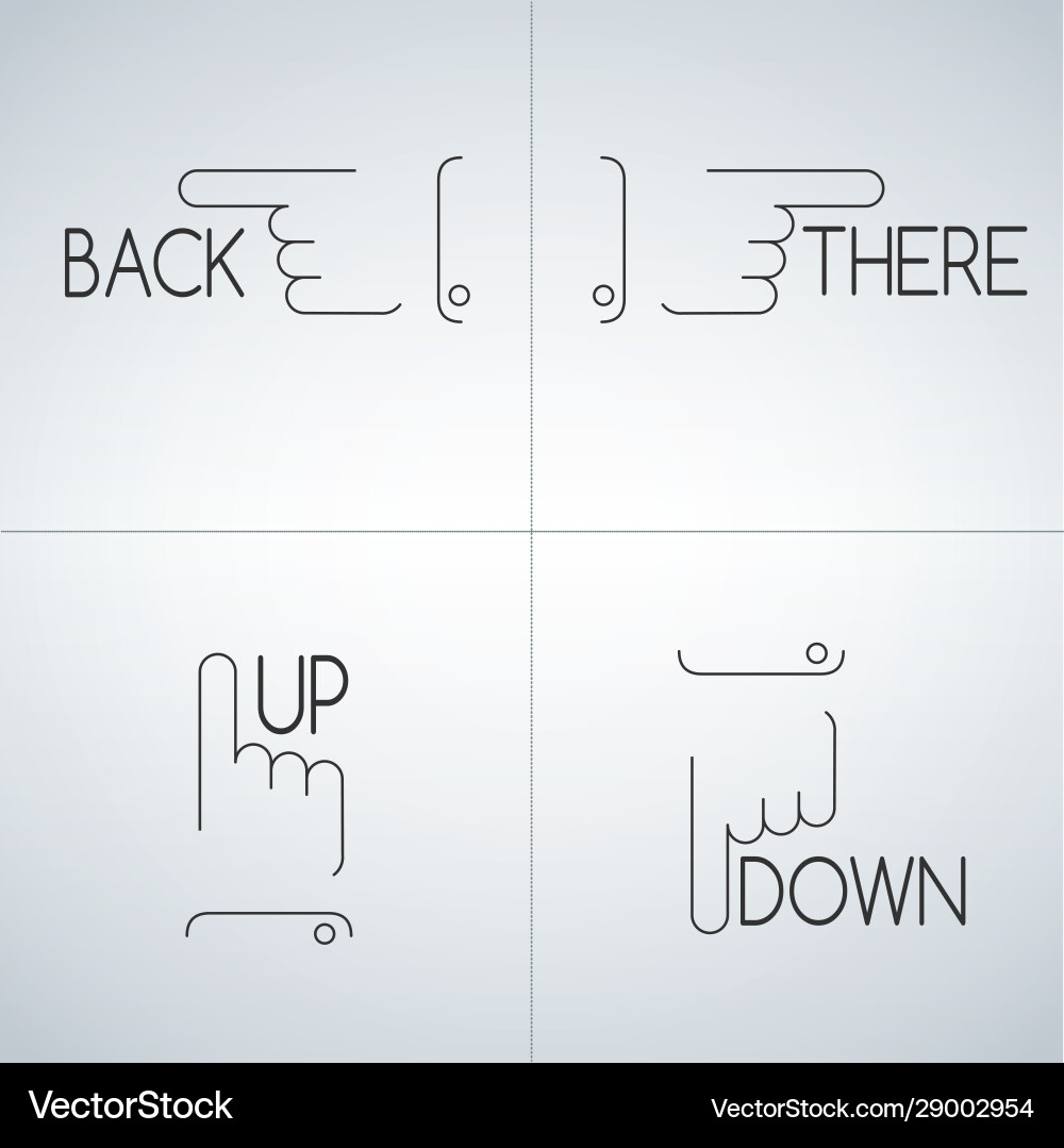 Hand pointer line icon set collection vector image
