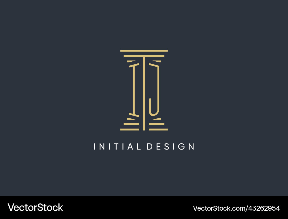 Ij initial monogram with pillar shape logo design Vector Image