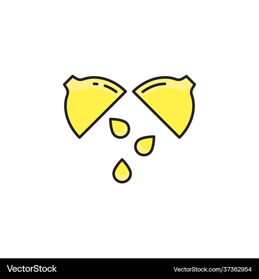 Lemon and juice drop outline icon linear style Vector Image