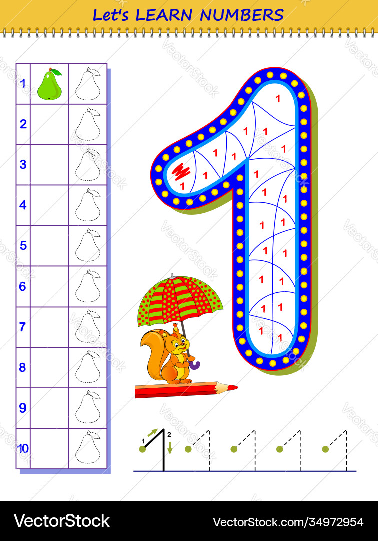 Lets learn numbers educational game for children vector image