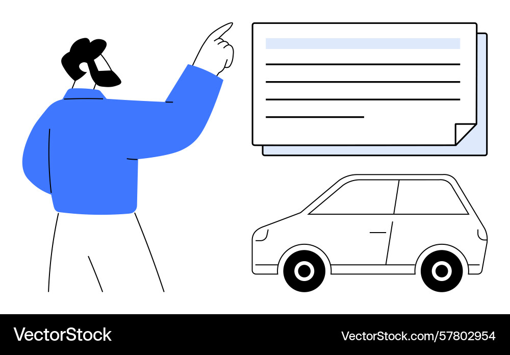 Man evaluating document with car vector image
