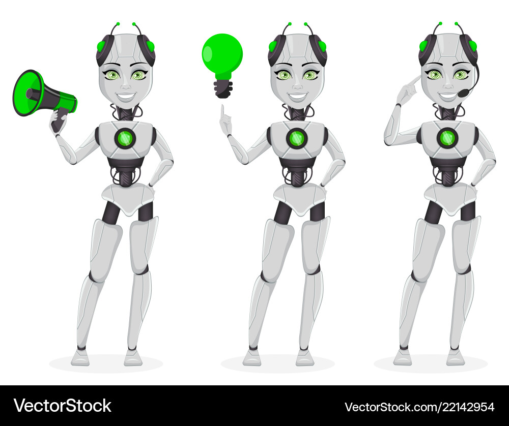 Robot with artificial intelligence female bot Robot with artificial intelligence female bot vector image