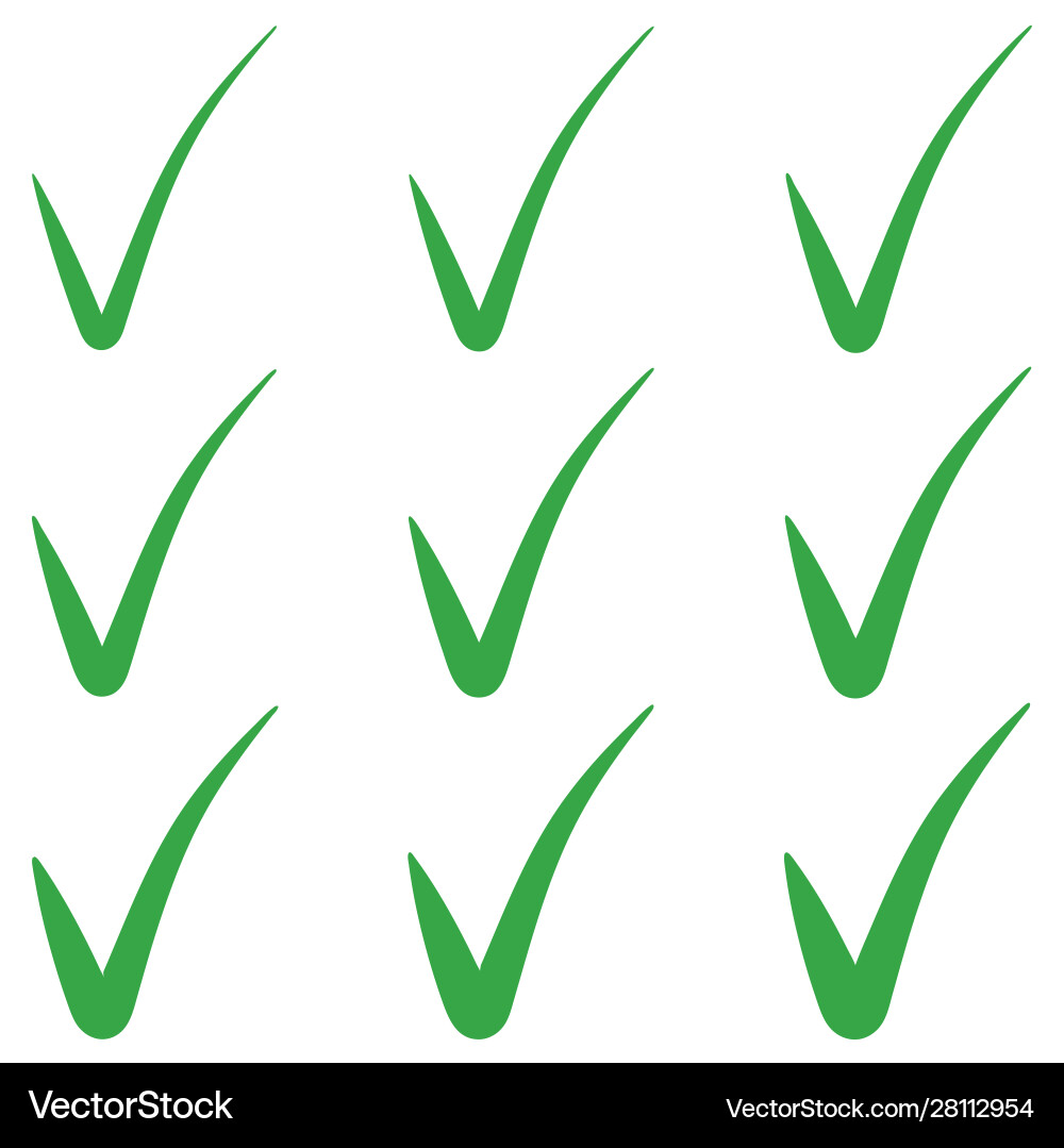 Set tick green checkmark correct mark checkbox Set tick green checkmark correct mark checkbox vector image