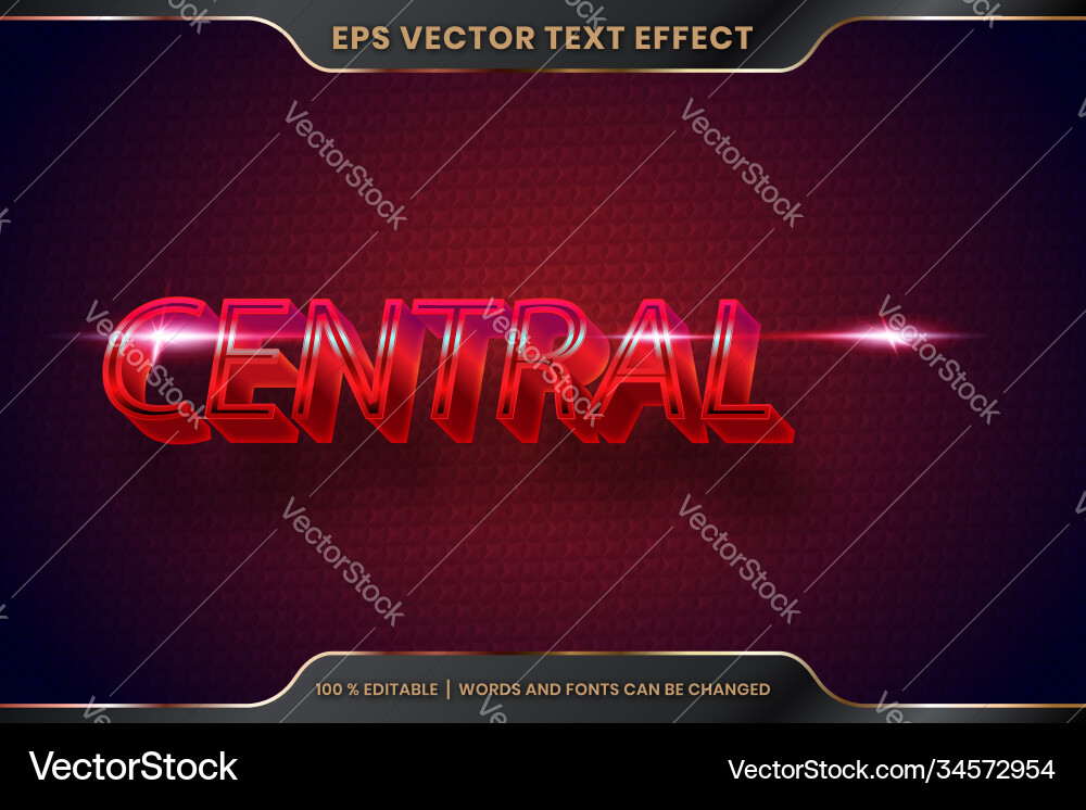 Text effect in 3d central words font styles theme Text effect in 3d central words font styles theme vector image