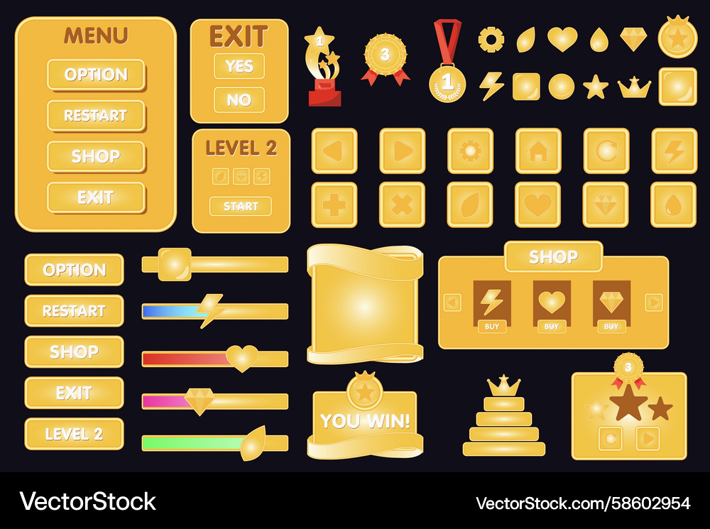 User interface game buttons Vector Image
