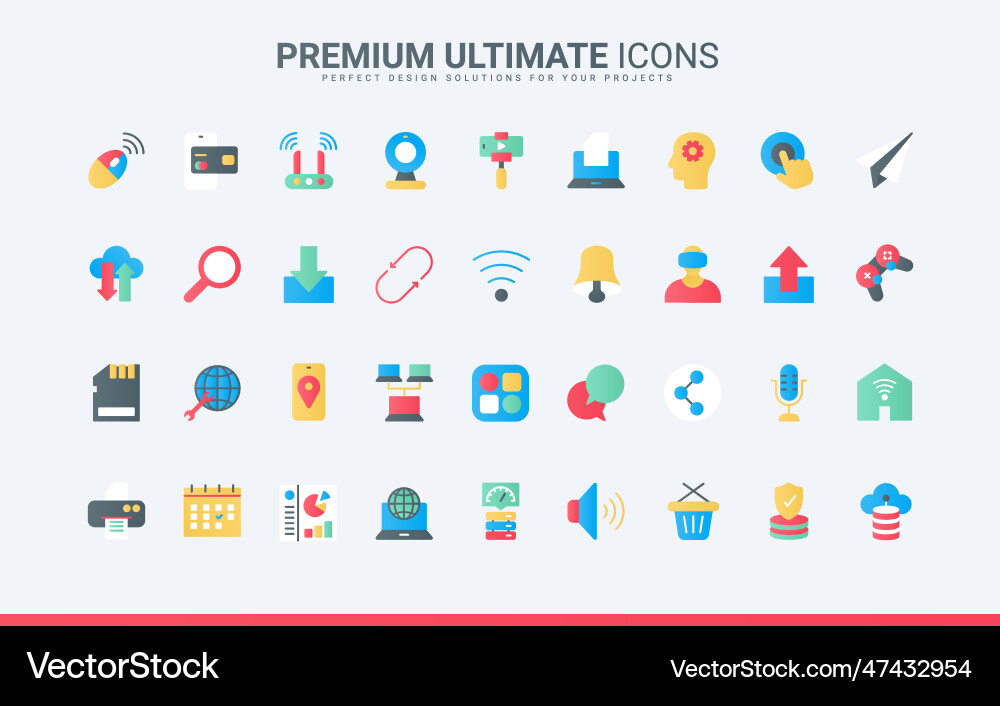 Web communication trendy flat icons set upload Web communication trendy flat icons set upload Vector Image