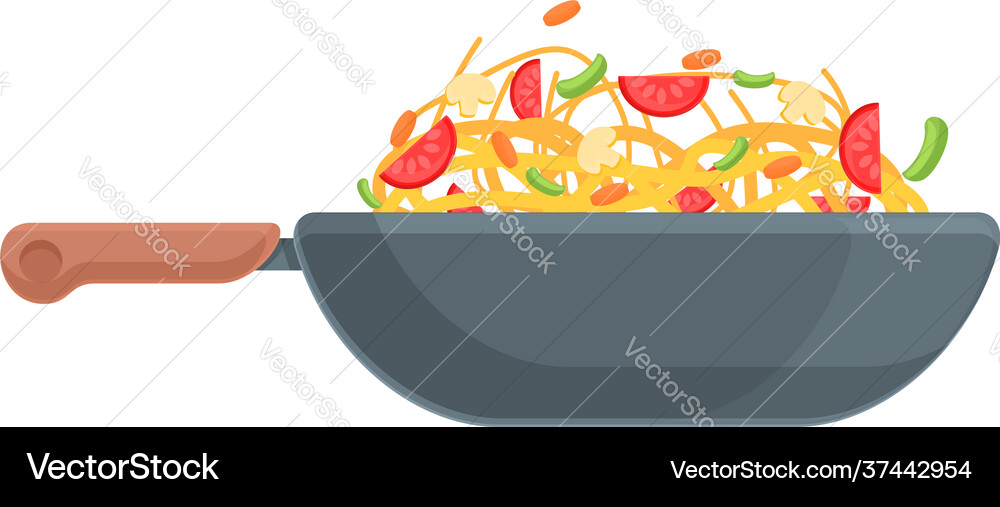 Wok Essen Kochen Ikone Cartoon Stil Wok Essen Kochen Ikone Cartoon Stil vektorbild