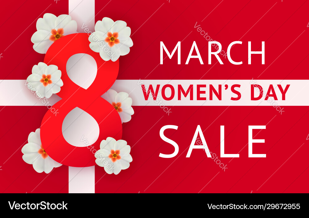 8 März Verkauf Banner internationale Frauen Tag 8 März Verkauf Banner internationale Frauen Tag Vektorbild