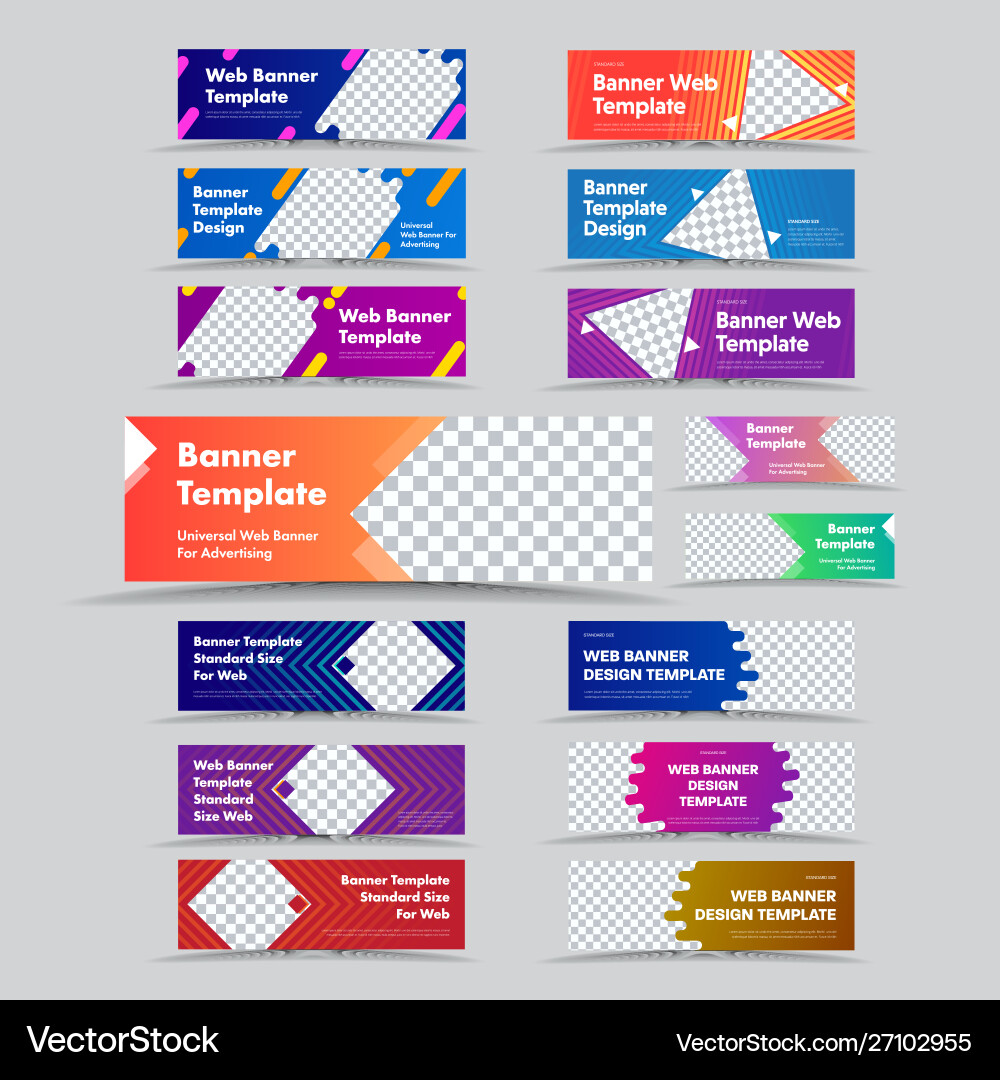 Big set horizontal web banners with gradients Vector Image