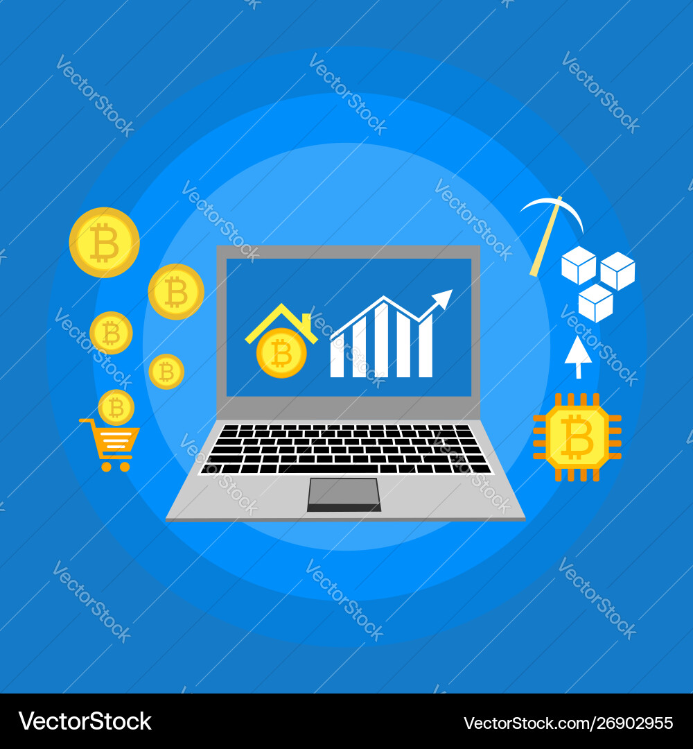 Blockchain scheme mining crypto currency server Blockchain scheme mining crypto currency server vector image